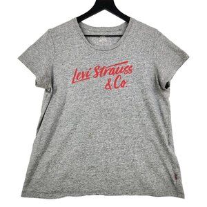 Levi's Levi Straus & Co. T-Shirt Women's Size Large Gray Red Lettering